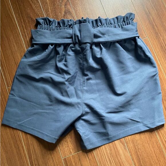 Paperbag Waist Shorts Dusty Blue Women’s Size S - Picture 3 of 4